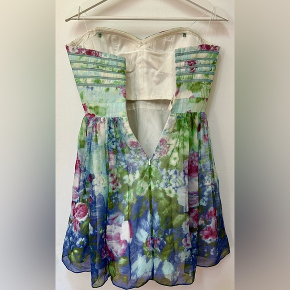 Aidan Mattox Springtime Silk Strapless Dress - Size 0 - Picture 5 of 11